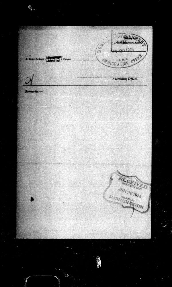 Title: Ocean Arrivals, Form 30A, 1919-1924 - Mikan Number: 161349 - Microform: t-14986