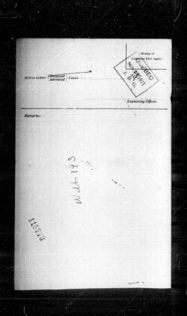 Title: Ocean Arrivals, Form 30A, 1919-1924 - Mikan Number: 161349 - Microform: t-15014