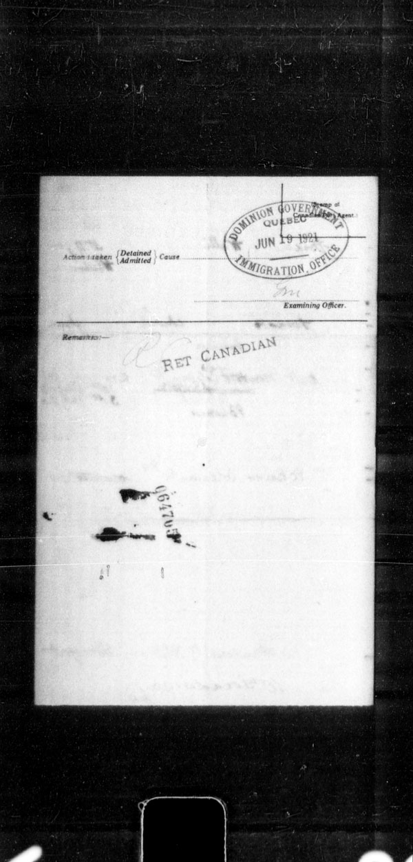 Title: Ocean Arrivals, Form 30A, 1919-1924 - Mikan Number: 161349 - Microform: t-15014