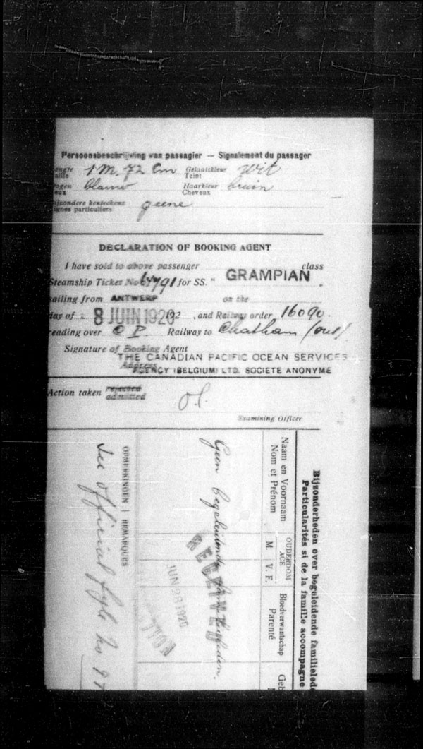 Title: Ocean Arrivals, Form 30A, 1919-1924 - Mikan Number: 161349 - Microform: t-15015