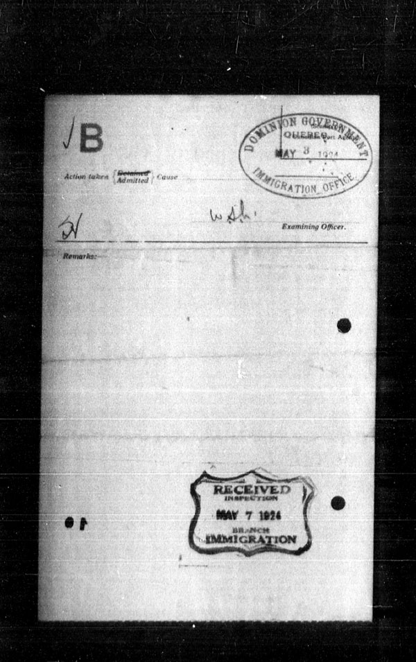 Title: Ocean Arrivals, Form 30A, 1919-1924 - Mikan Number: 161349 - Microform: t-15021