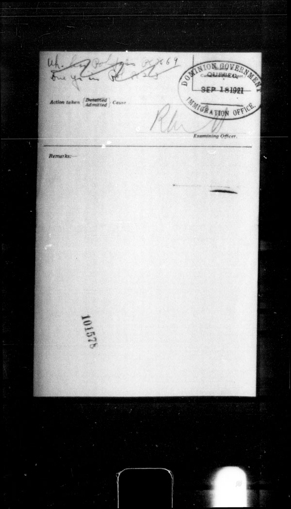 Title: Ocean Arrivals, Form 30A, 1919-1924 - Mikan Number: 161349 - Microform: t-15031