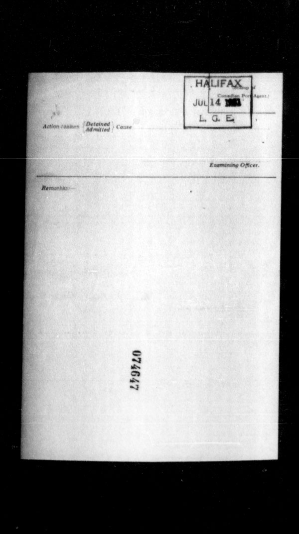 Title: Ocean Arrivals, Form 30A, 1919-1924 - Mikan Number: 161349 - Microform: t-15033