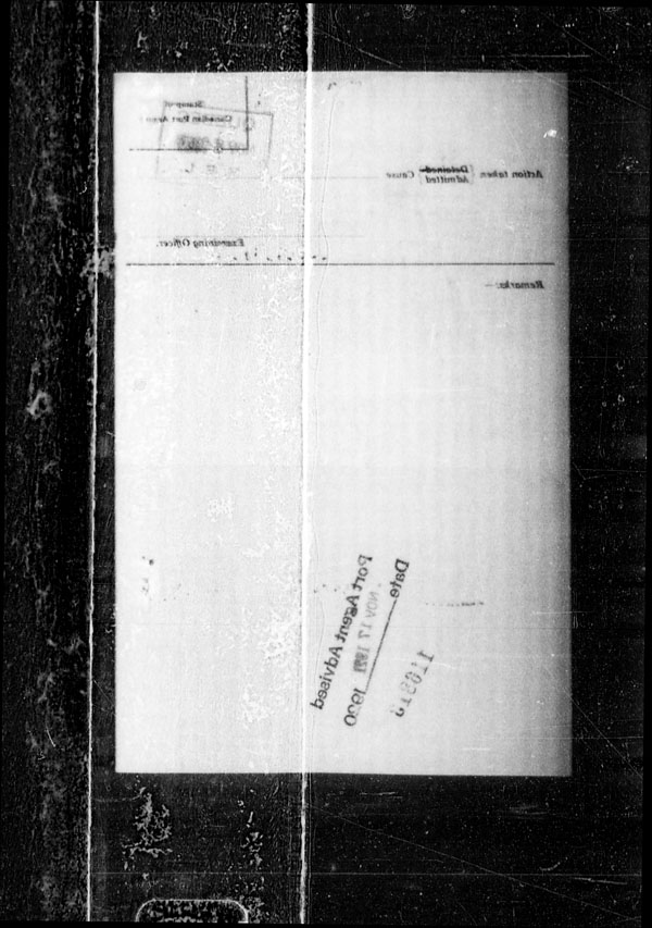 Title: Ocean Arrivals, Form 30A, 1919-1924 - Mikan Number: 161349 - Microform: t-15042
