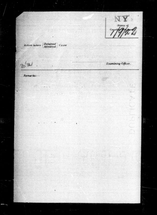 Title: Ocean Arrivals, Form 30A, 1919-1924 - Mikan Number: 161349 - Microform: t-15047