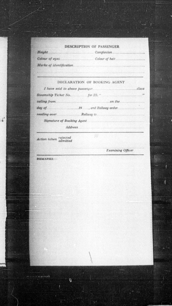 Title: Ocean Arrivals, Form 30A, 1919-1924 - Mikan Number: 161349 - Microform: t-15052