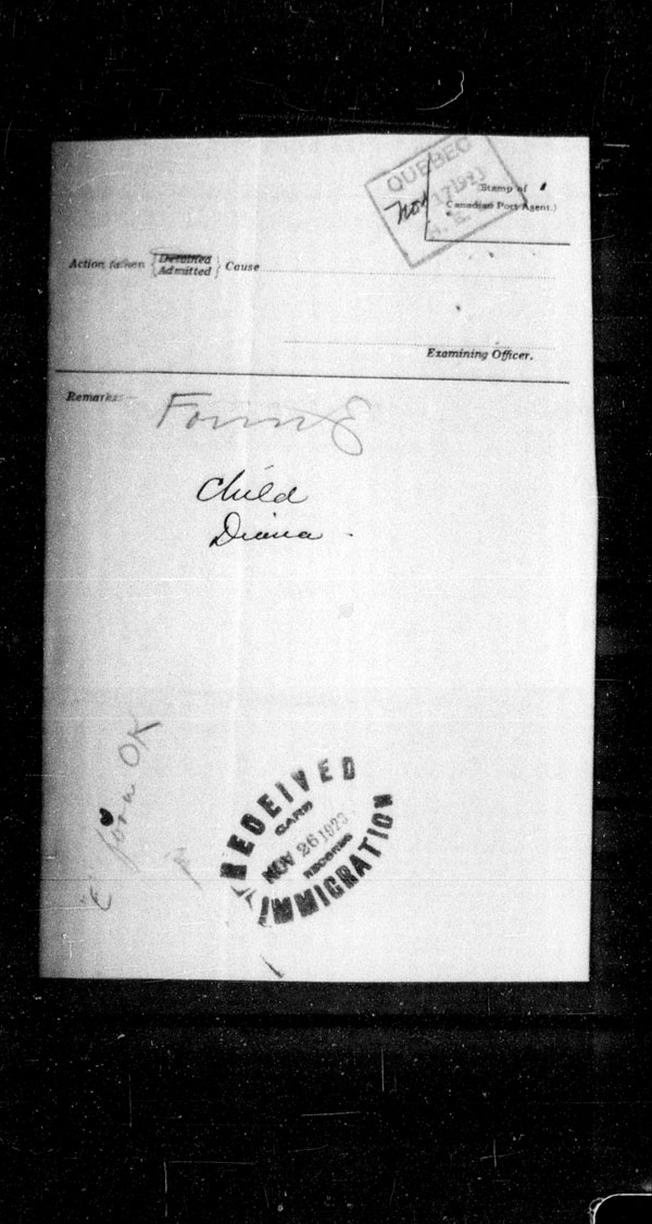 Title: Ocean Arrivals, Form 30A, 1919-1924 - Mikan Number: 161349 - Microform: t-15071