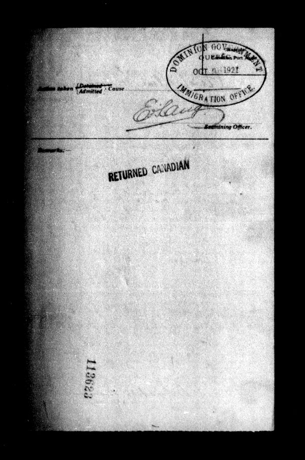 Title: Ocean Arrivals, Form 30A, 1919-1924 - Mikan Number: 161349 - Microform: t-15080