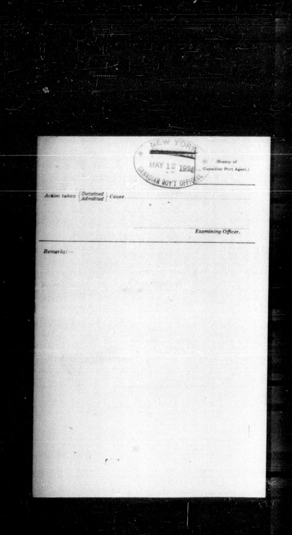 Title: Ocean Arrivals, Form 30A, 1919-1924 - Mikan Number: 161349 - Microform: t-15094
