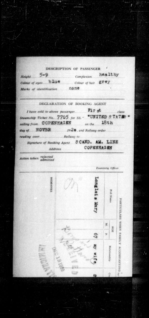 Titre : Arrives par la mer, formulaire 30A, 1919-1924 - N d'enregistrement Mikan : 179117 - Microforme : t-15094