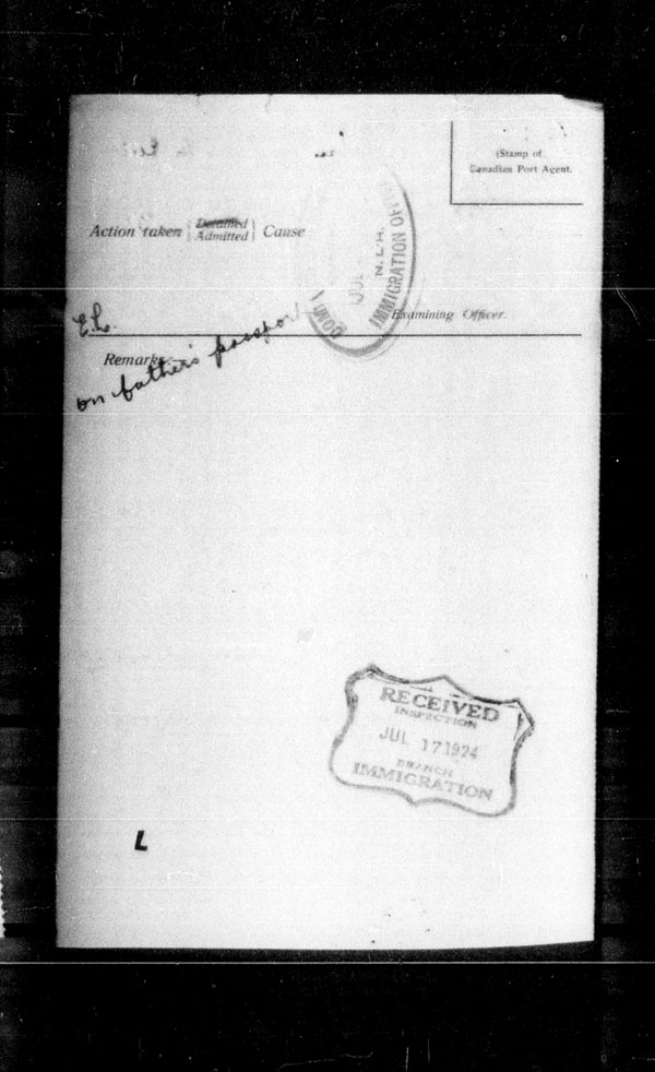 Title: Ocean Arrivals, Form 30A, 1919-1924 - Mikan Number: 161349 - Microform: t-15095