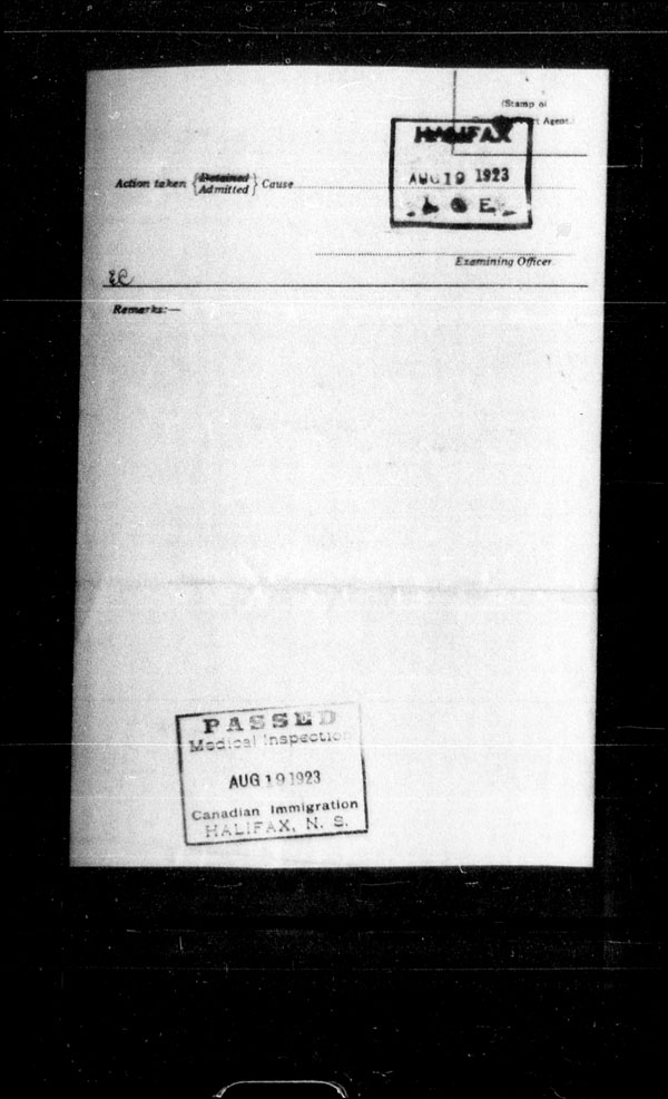 Title: Ocean Arrivals, Form 30A, 1919-1924 - Mikan Number: 161349 - Microform: t-15175