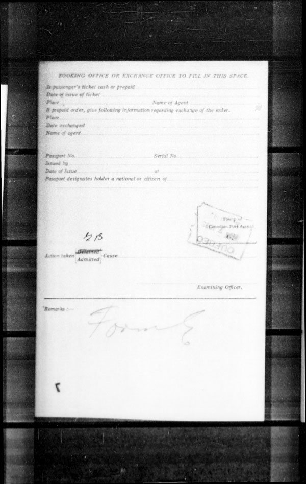 Title: Ocean Arrivals, Form 30A, 1919-1924 - Mikan Number: 161349 - Microform: t-15216