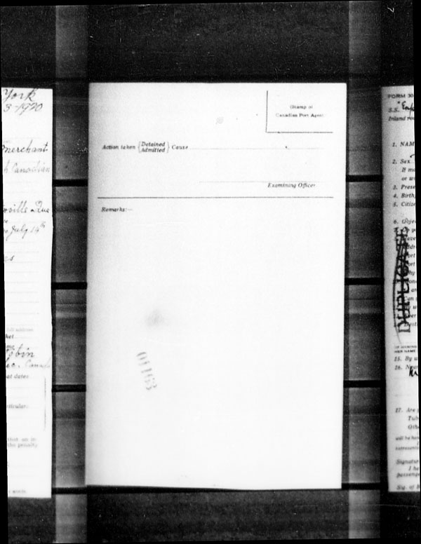 Title: Ocean Arrivals, Form 30A, 1919-1924 - Mikan Number: 161349 - Microform: t-15216