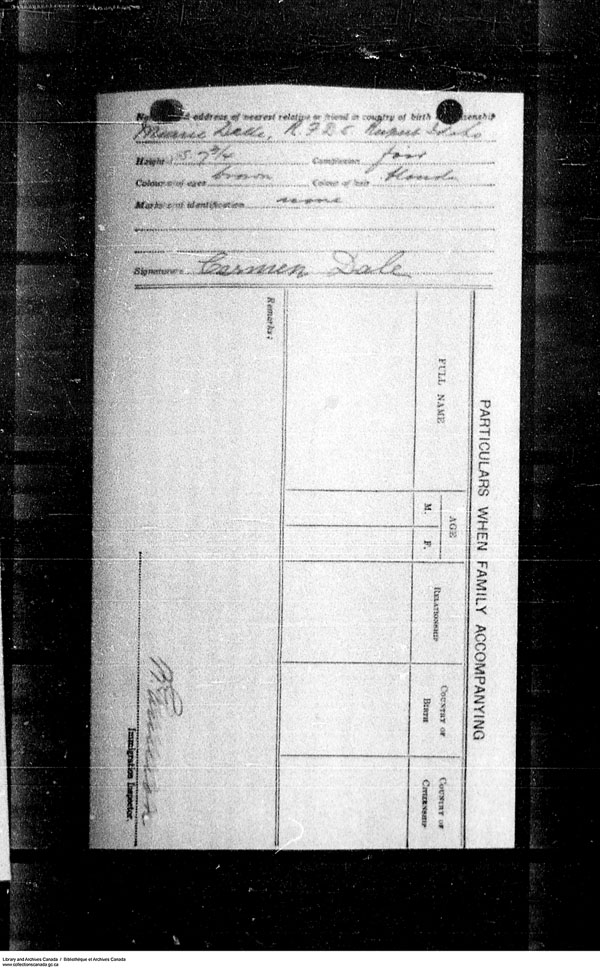 Titre : Arrives par la frontire, formulaire 30, 1919-1924 - N d'enregistrement Mikan : 179163 - Microforme : t-15271
