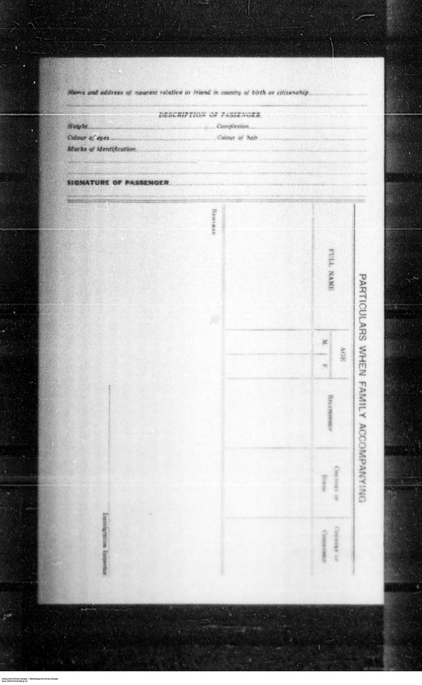 Titre : Arrives par la frontire, formulaire 30, 1919-1924 - N d'enregistrement Mikan : 179163 - Microforme : t-15274