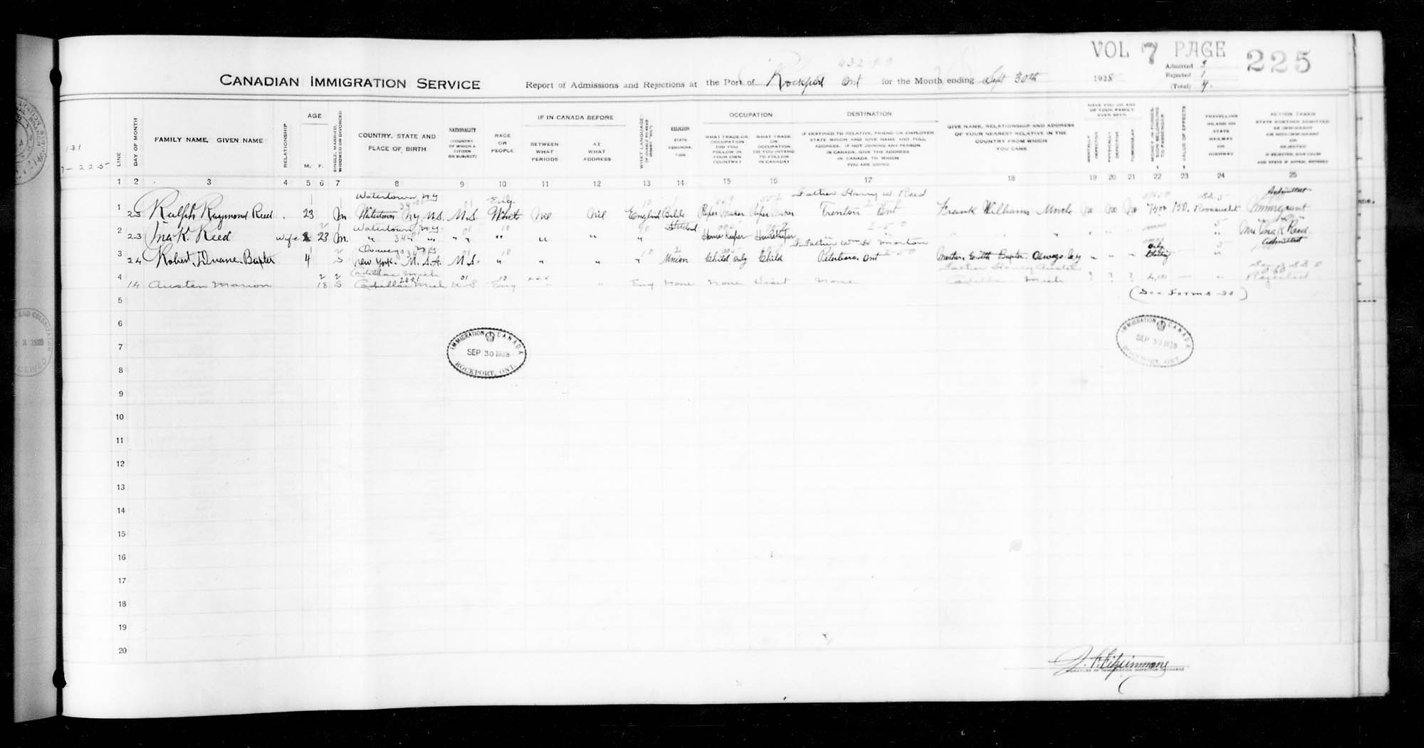 Title: Border Entry, 1925-1935 - Mikan Number: 134855 - Microform: t-15361