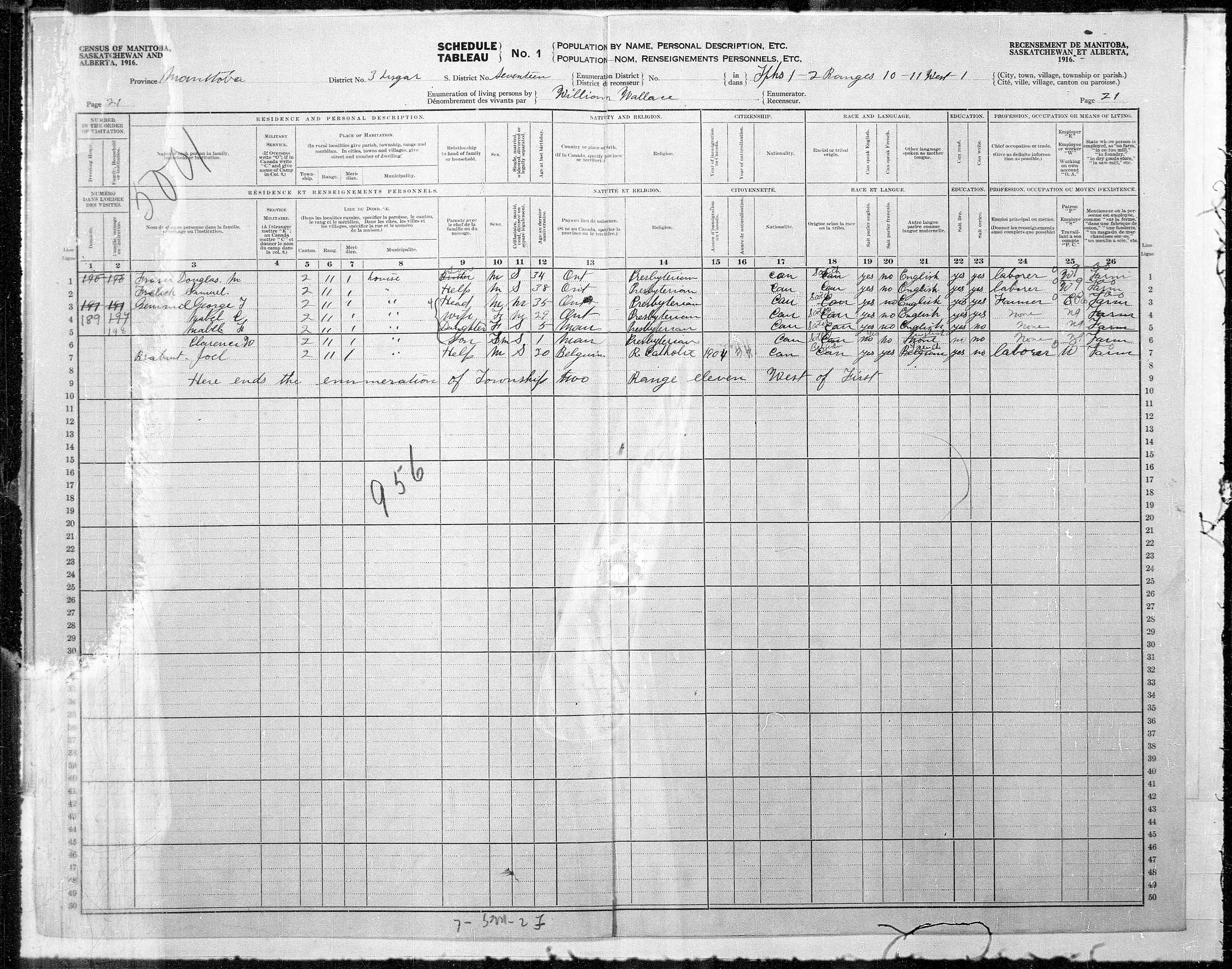 Titre : Recensement des provinces des prairies (1916) - N d'enregistrement Mikan : 3800575 - Microforme : t-21926