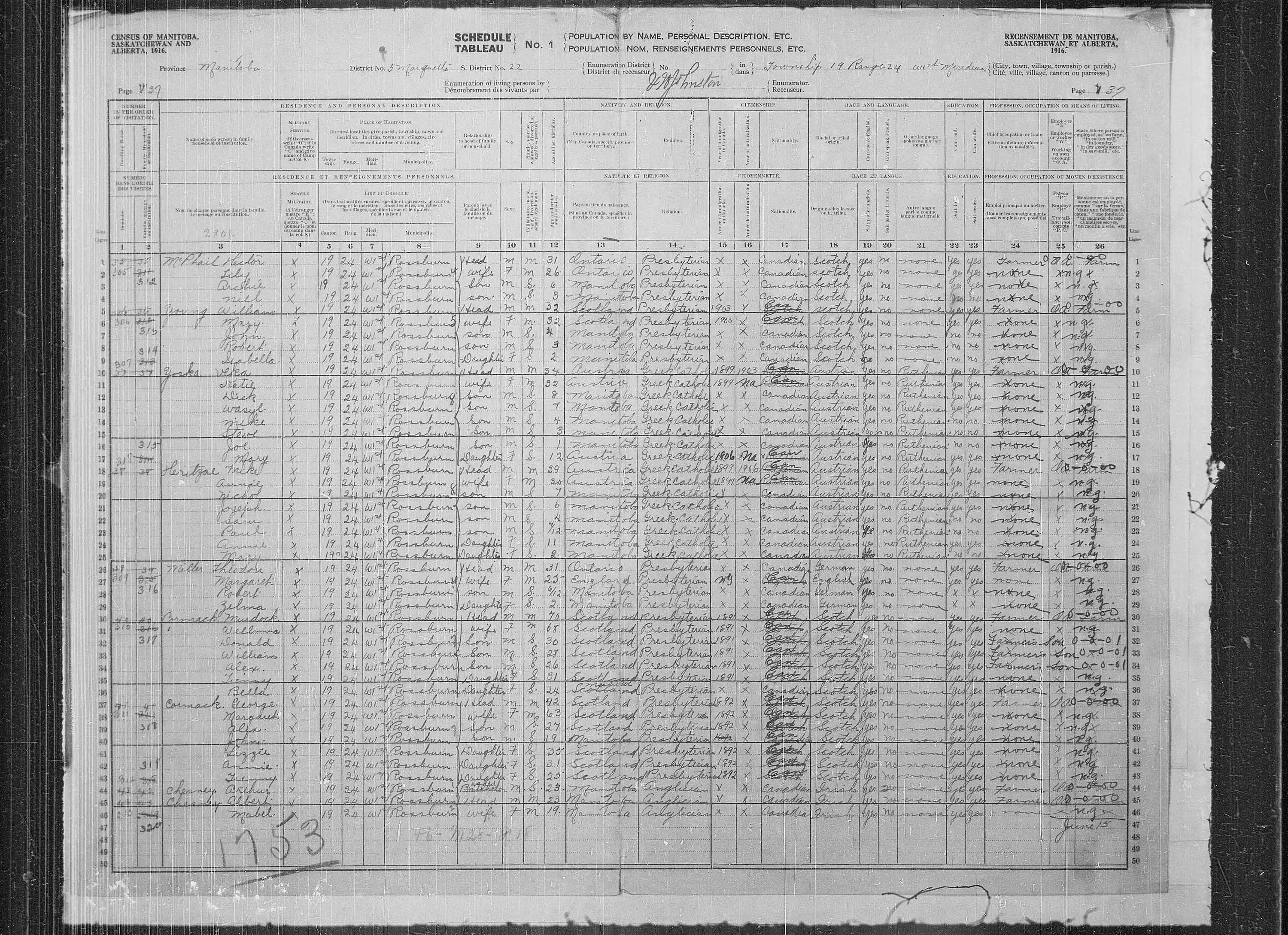 Title: Census of the Prairie Provinces, 1916 - Mikan Number: 3800575 - Microform: t-21927