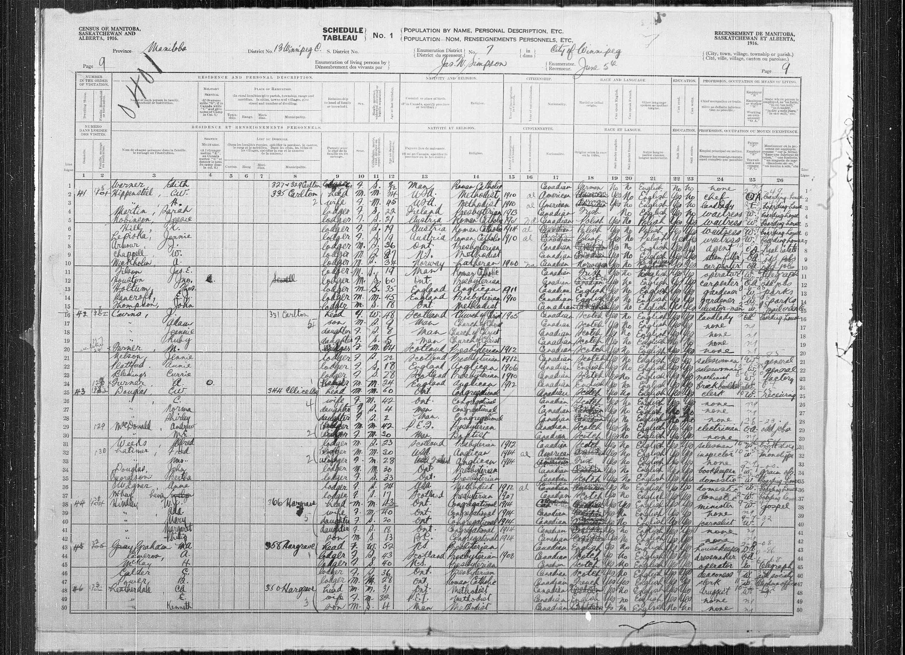 Title: Census of the Prairie Provinces, 1916 - Mikan Number: 3800575 - Microform: t-21932