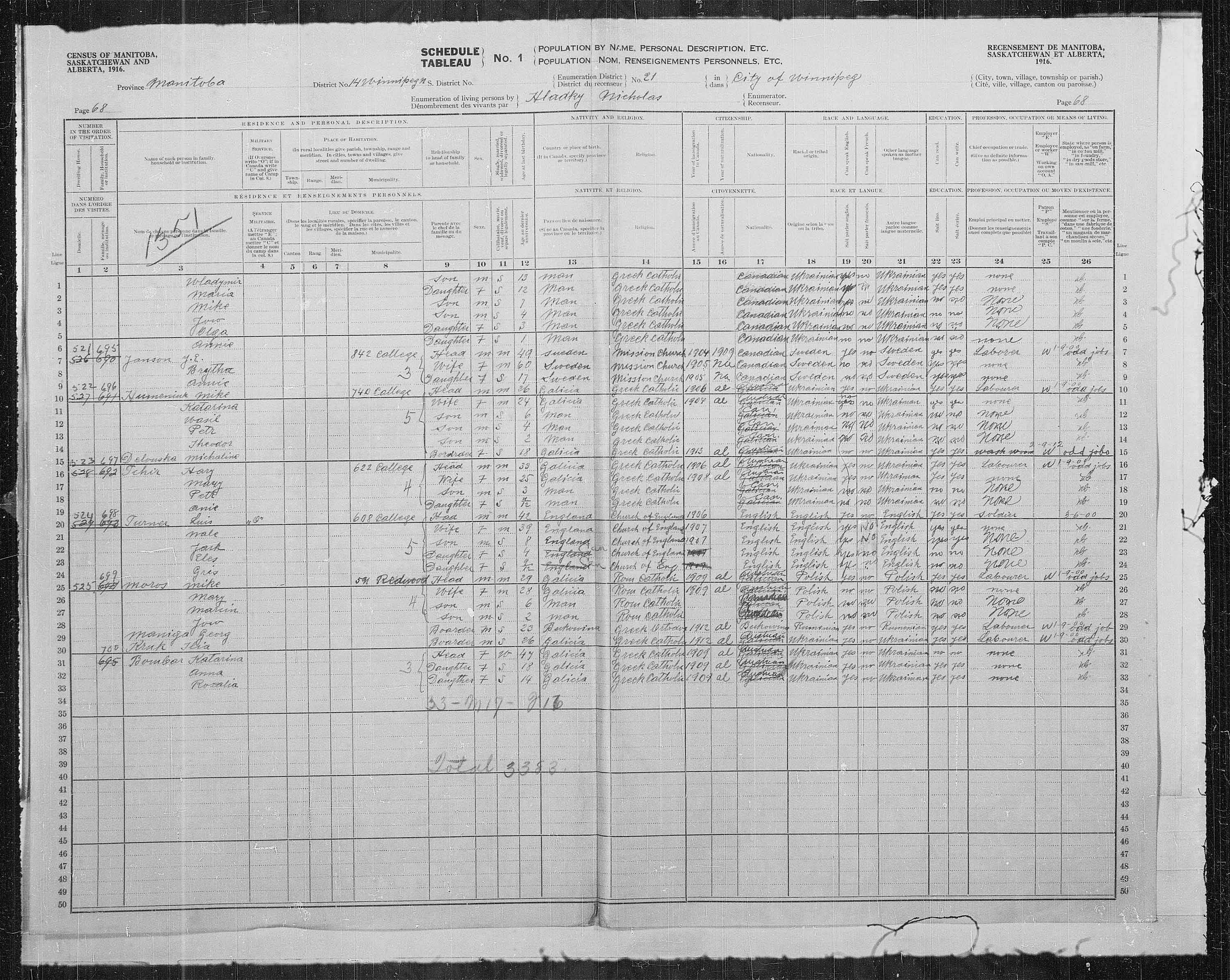 Title: Census of the Prairie Provinces, 1916 - Mikan Number: 3800575 - Microform: t-21933