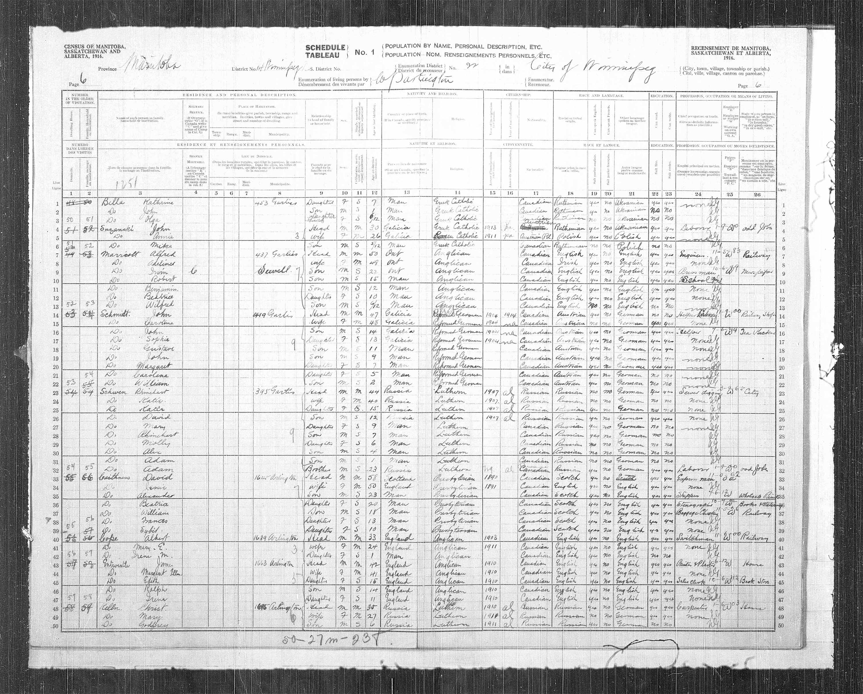 Titre : Recensement des provinces des prairies (1916) - N d'enregistrement Mikan : 3800575 - Microforme : t-21934