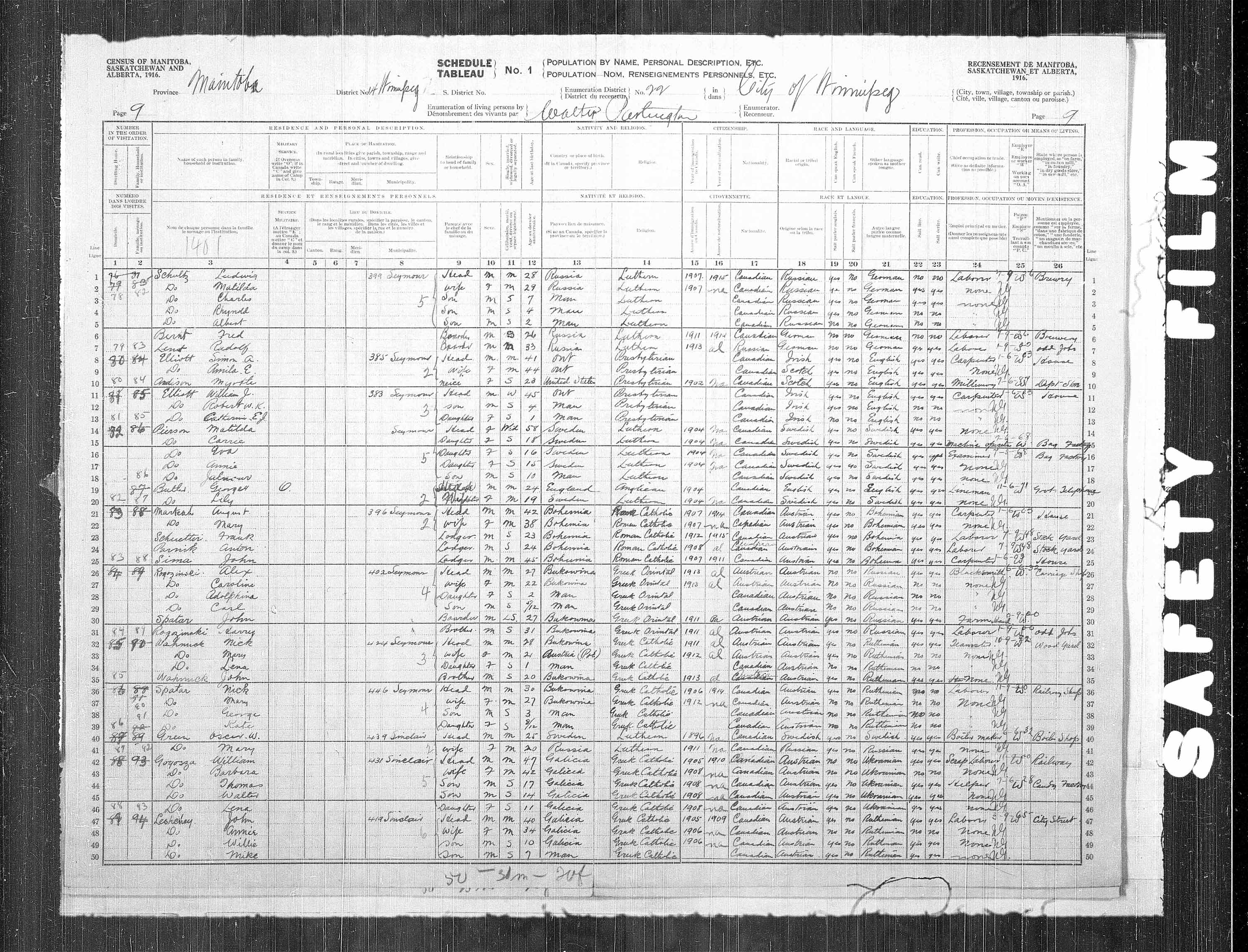 Titre : Recensement des provinces des prairies (1916) - N d'enregistrement Mikan : 3800575 - Microforme : t-21934