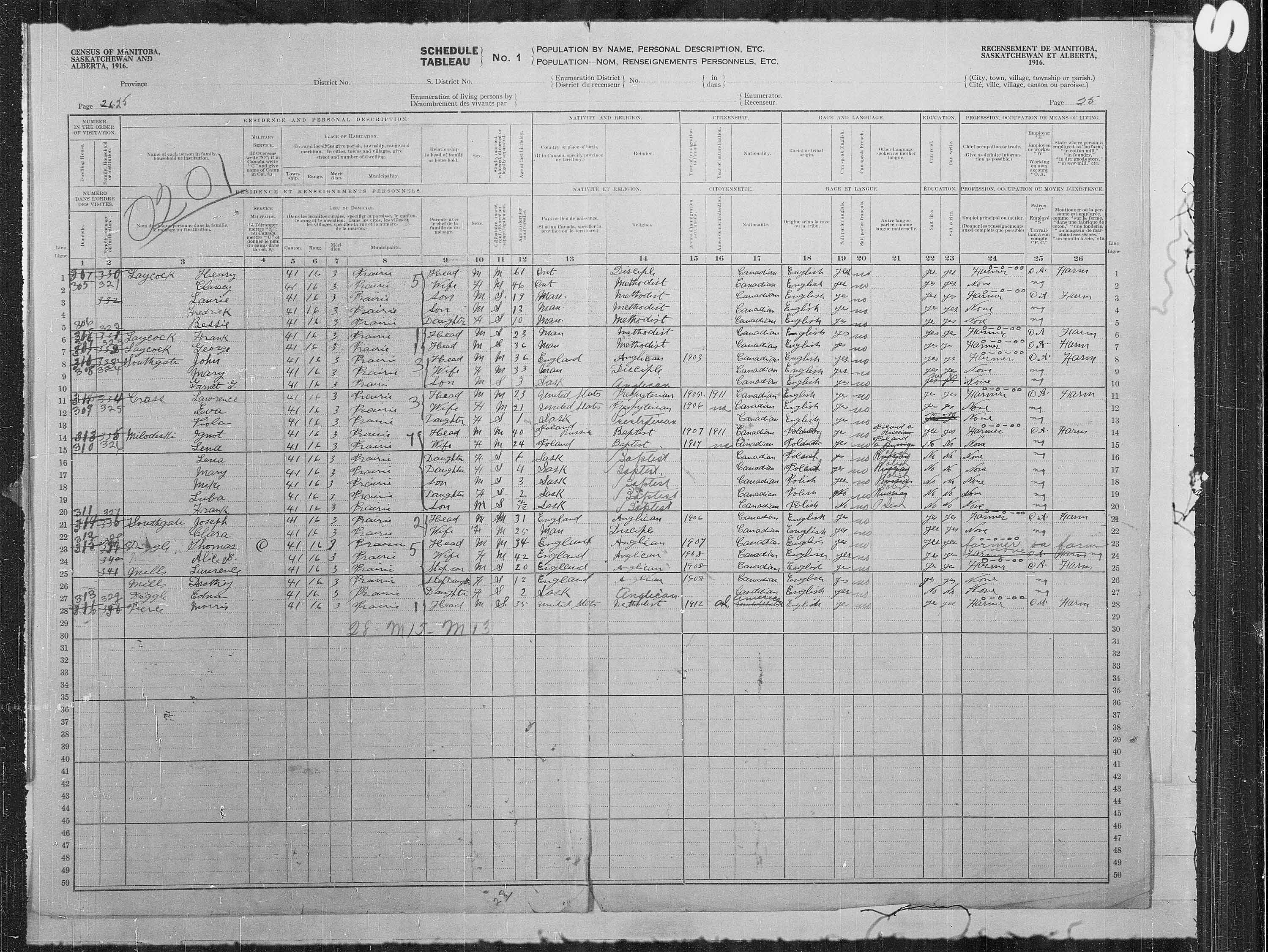Title: Census of the Prairie Provinces, 1916 - Mikan Number: 3800575 - Microform: t-21935