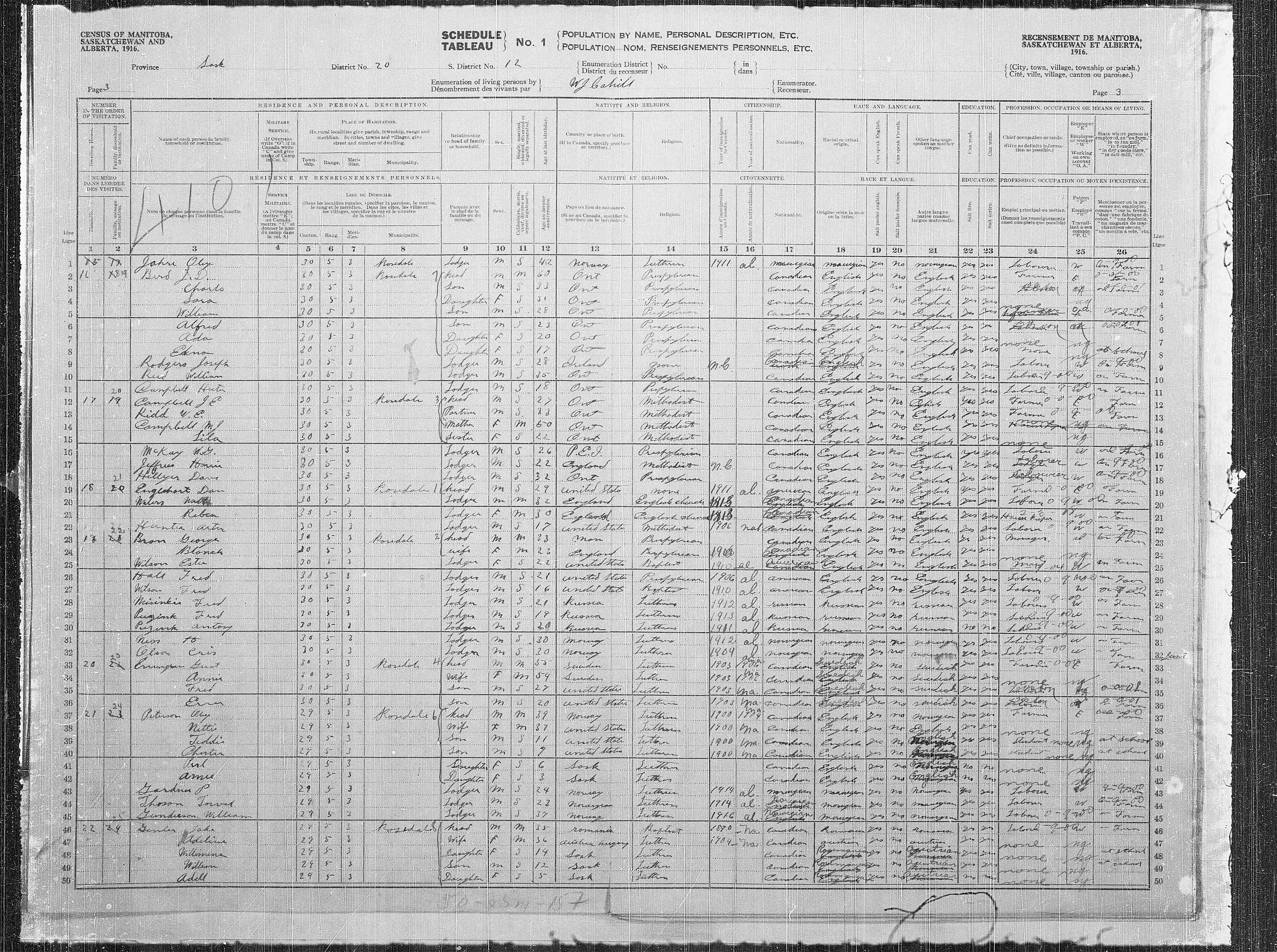 Title: Census of the Prairie Provinces, 1916 - Mikan Number: 3800575 - Microform: t-21938