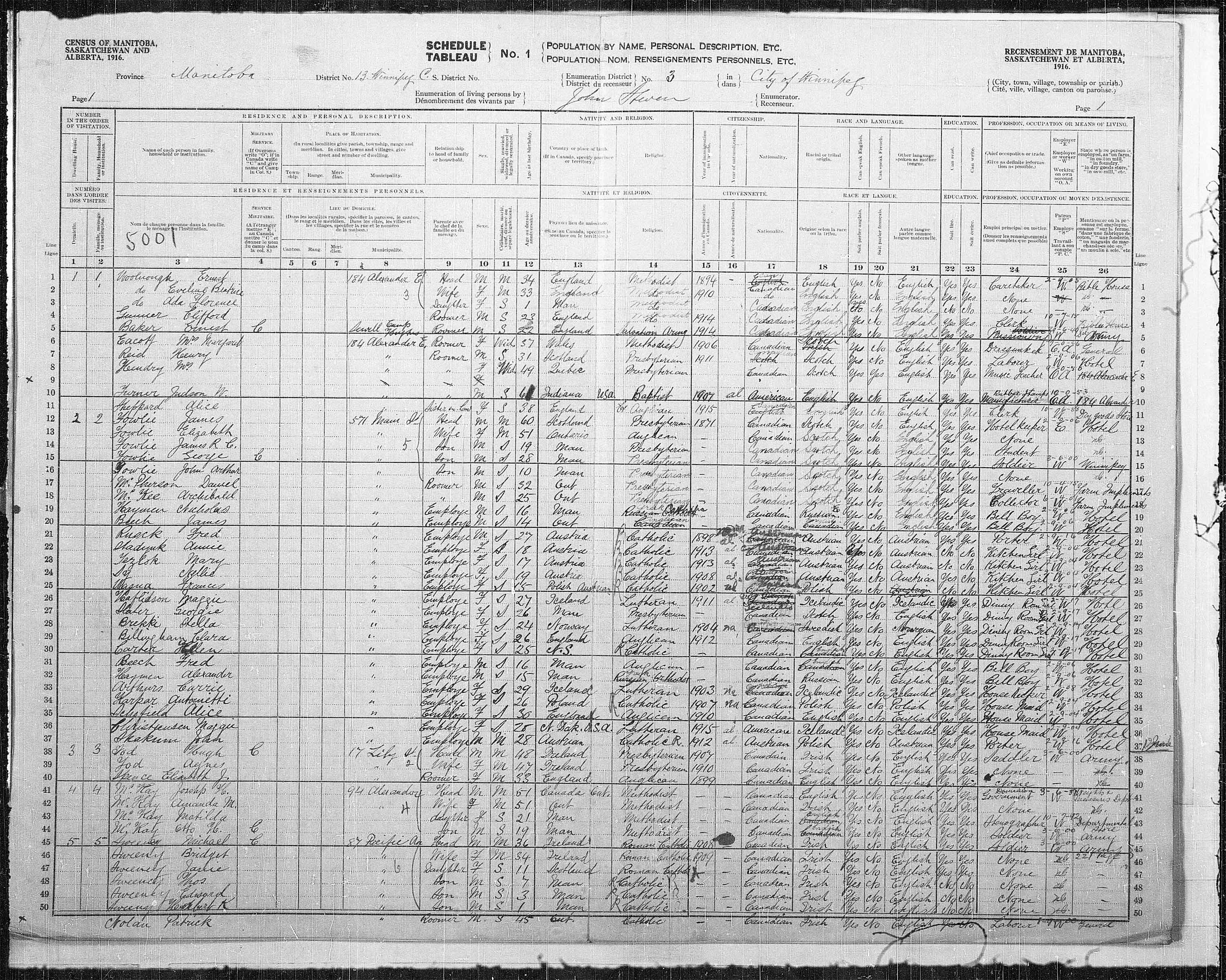 Titre : Recensement des provinces des prairies (1916) - N d'enregistrement Mikan : 3800575 - Microforme : t-21939