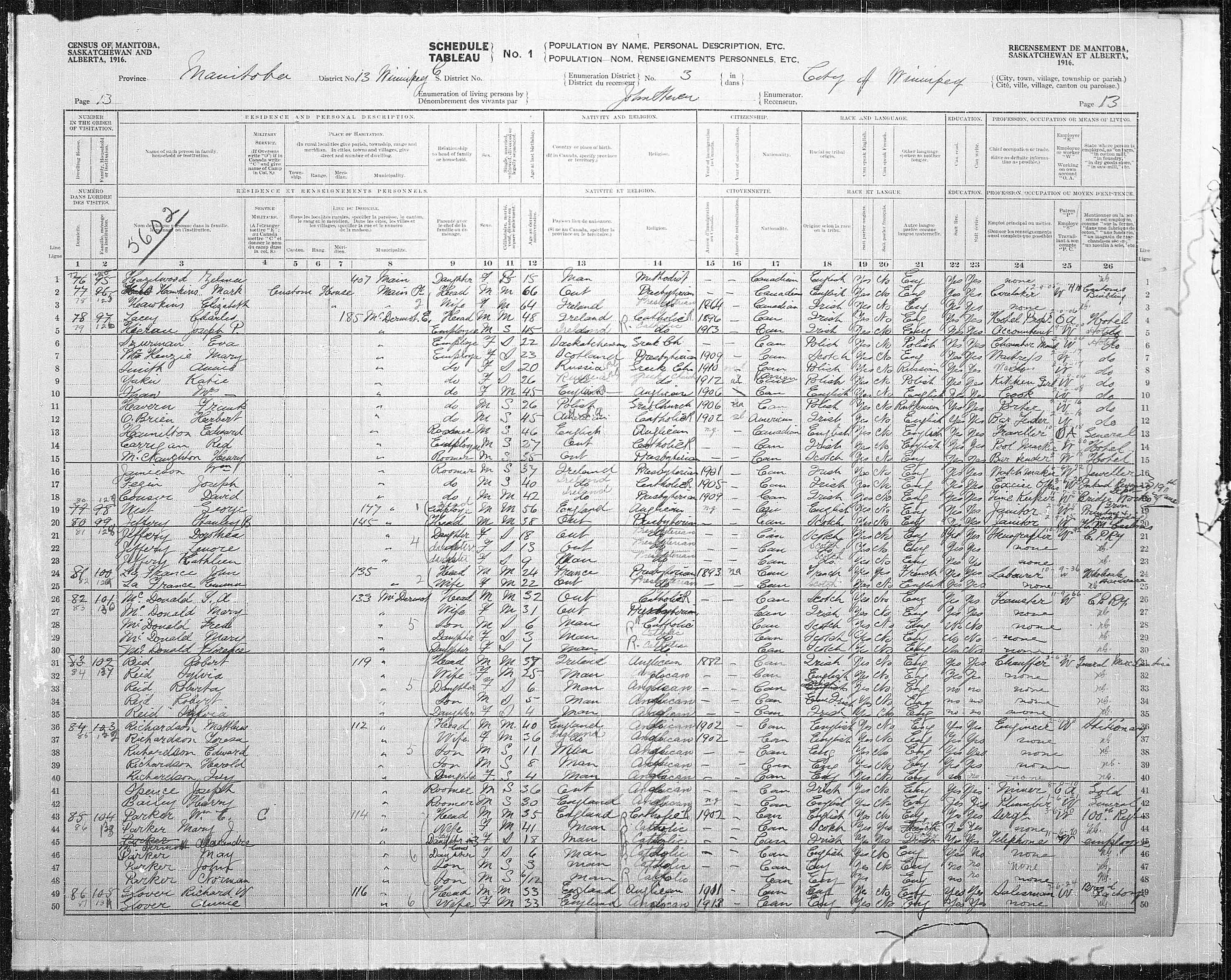 Title: Census of the Prairie Provinces, 1916 - Mikan Number: 3800575 - Microform: t-21939