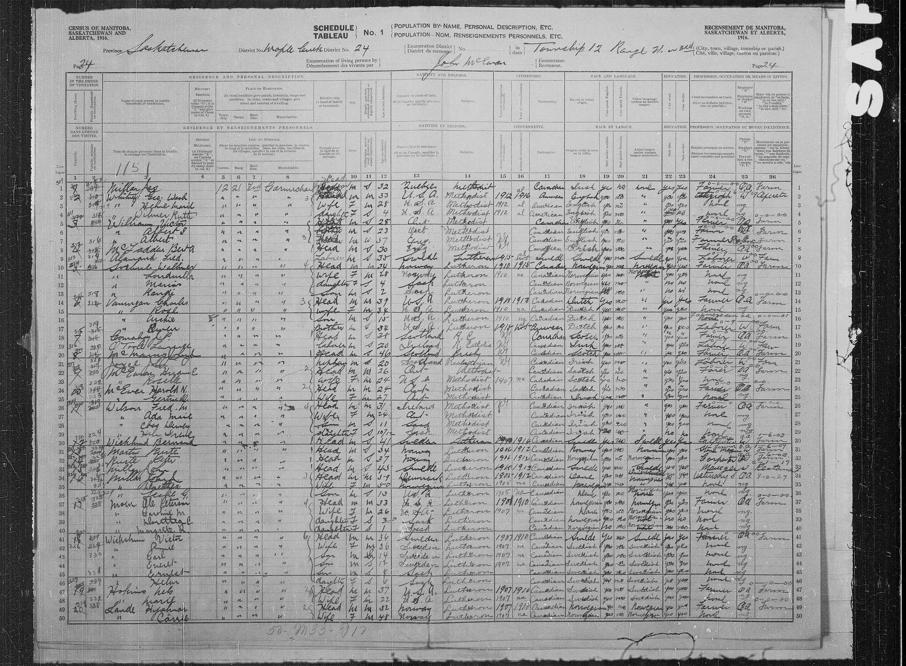 Title: Census of the Prairie Provinces, 1916 - Mikan Number: 3800575 - Microform: t-21940