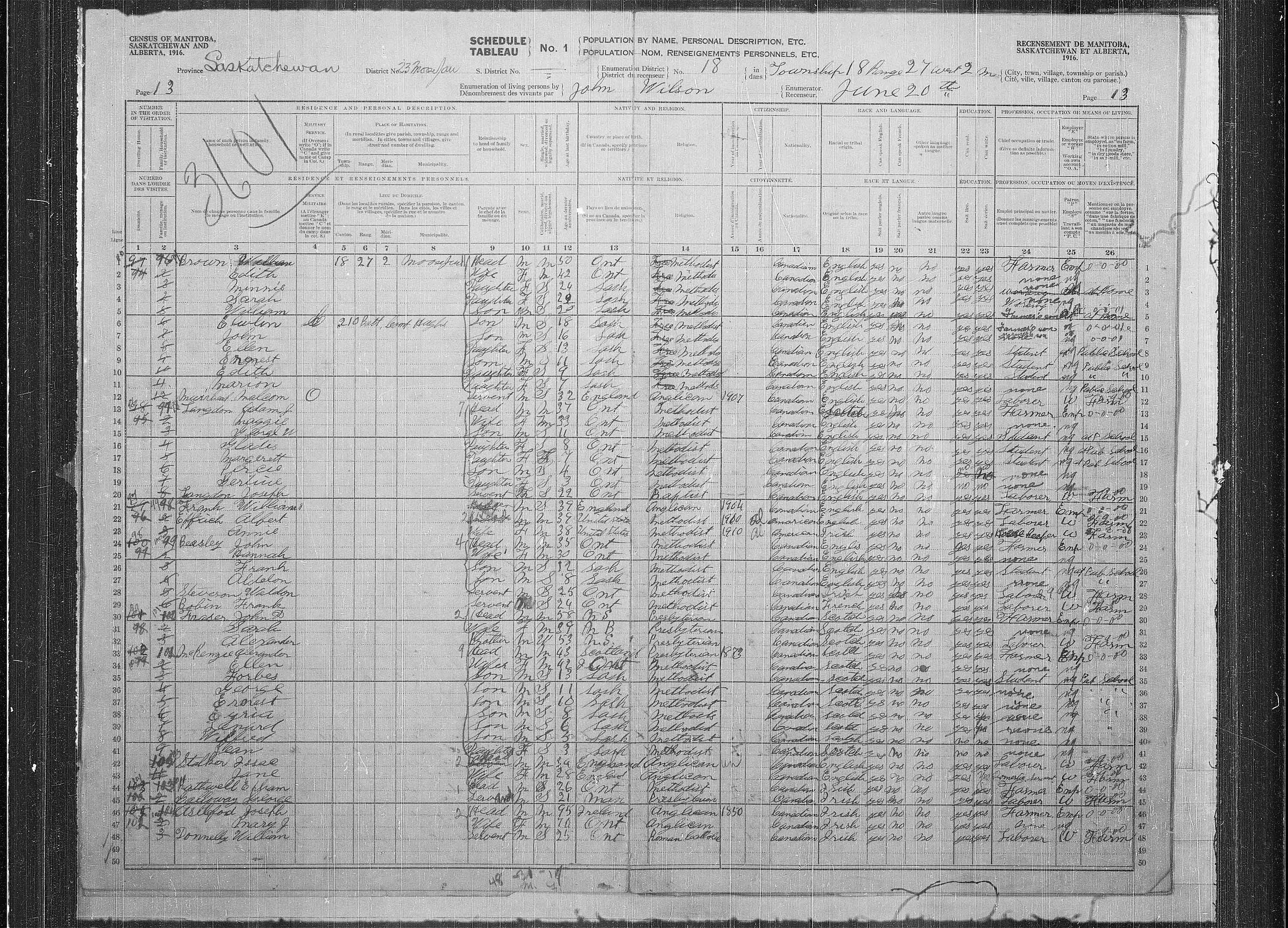 Title: Census of the Prairie Provinces, 1916 - Mikan Number: 3800575 - Microform: t-21941
