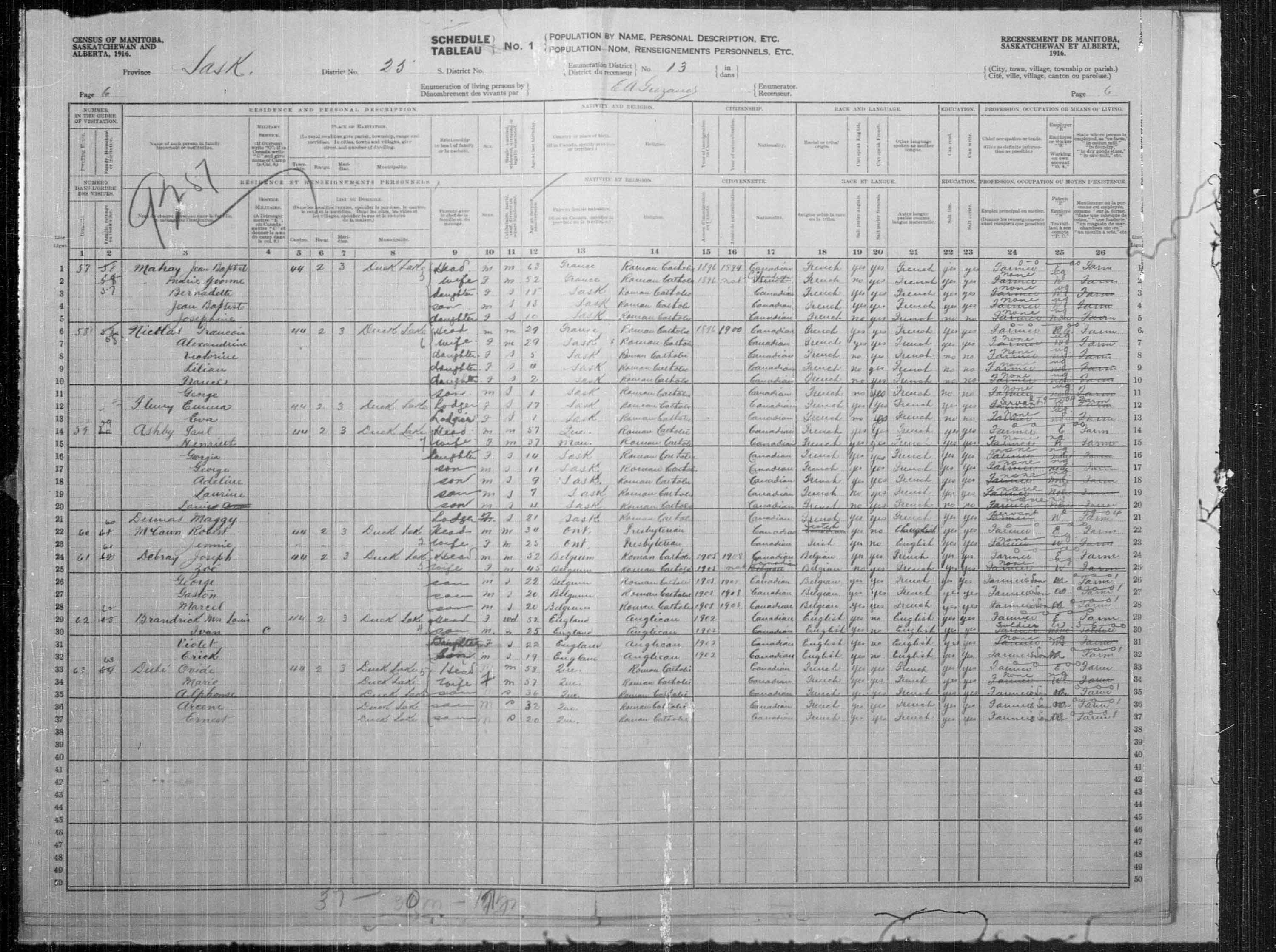 Titre : Recensement des provinces des prairies (1916) - N d'enregistrement Mikan : 3800575 - Microforme : t-21942