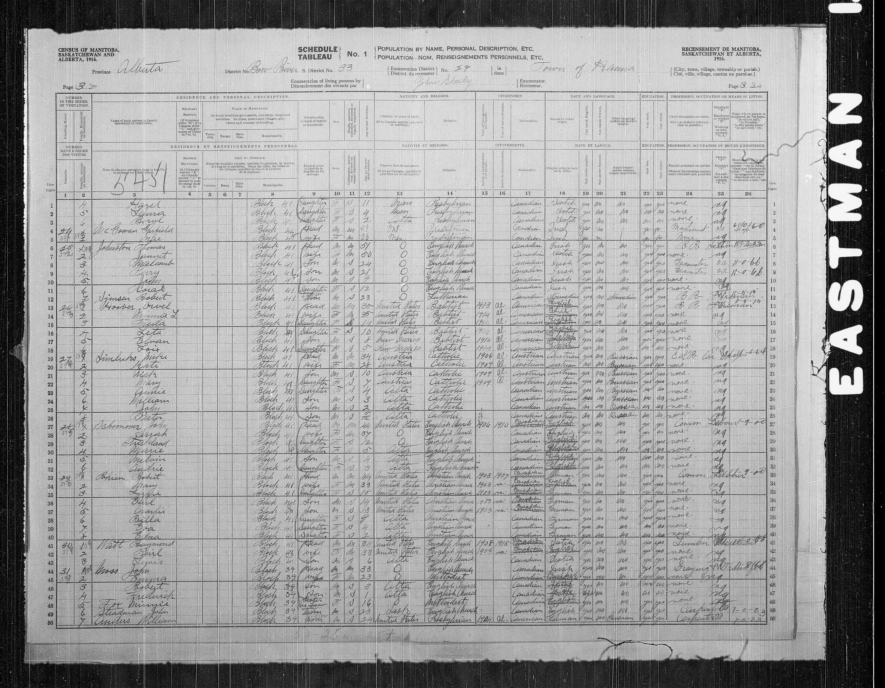 Title: Census of the Prairie Provinces, 1916 - Mikan Number: 3800575 - Microform: t-21948