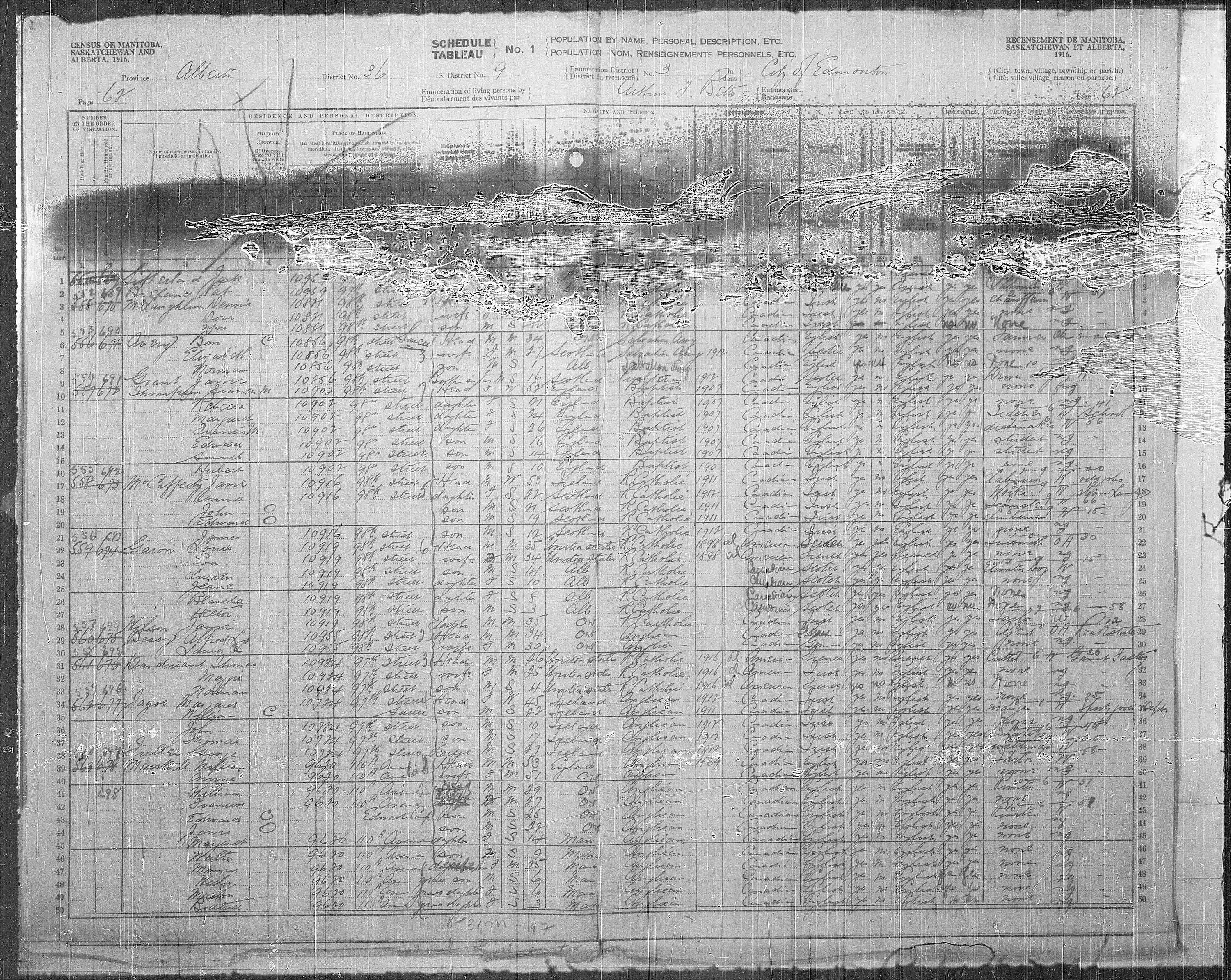 Titre : Recensement des provinces des prairies (1916) - N d'enregistrement Mikan : 3800575 - Microforme : t-21949