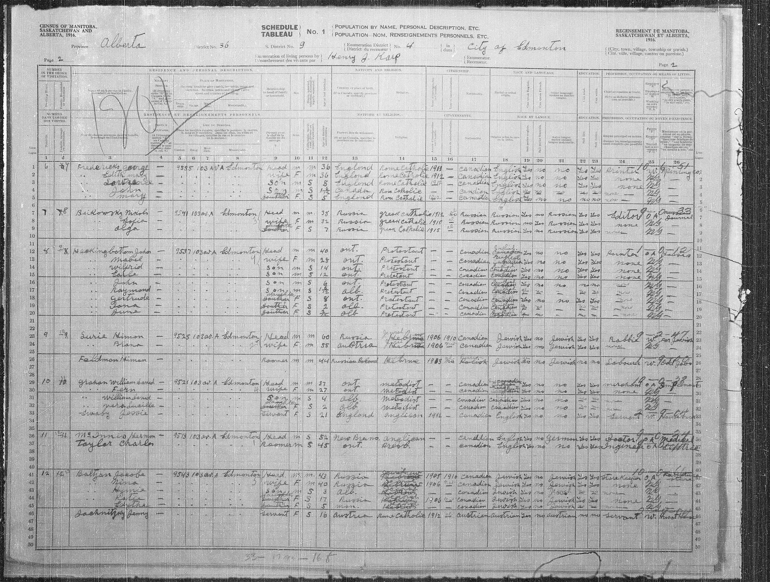 Title: Census of the Prairie Provinces, 1916 - Mikan Number: 3800575 - Microform: t-21950