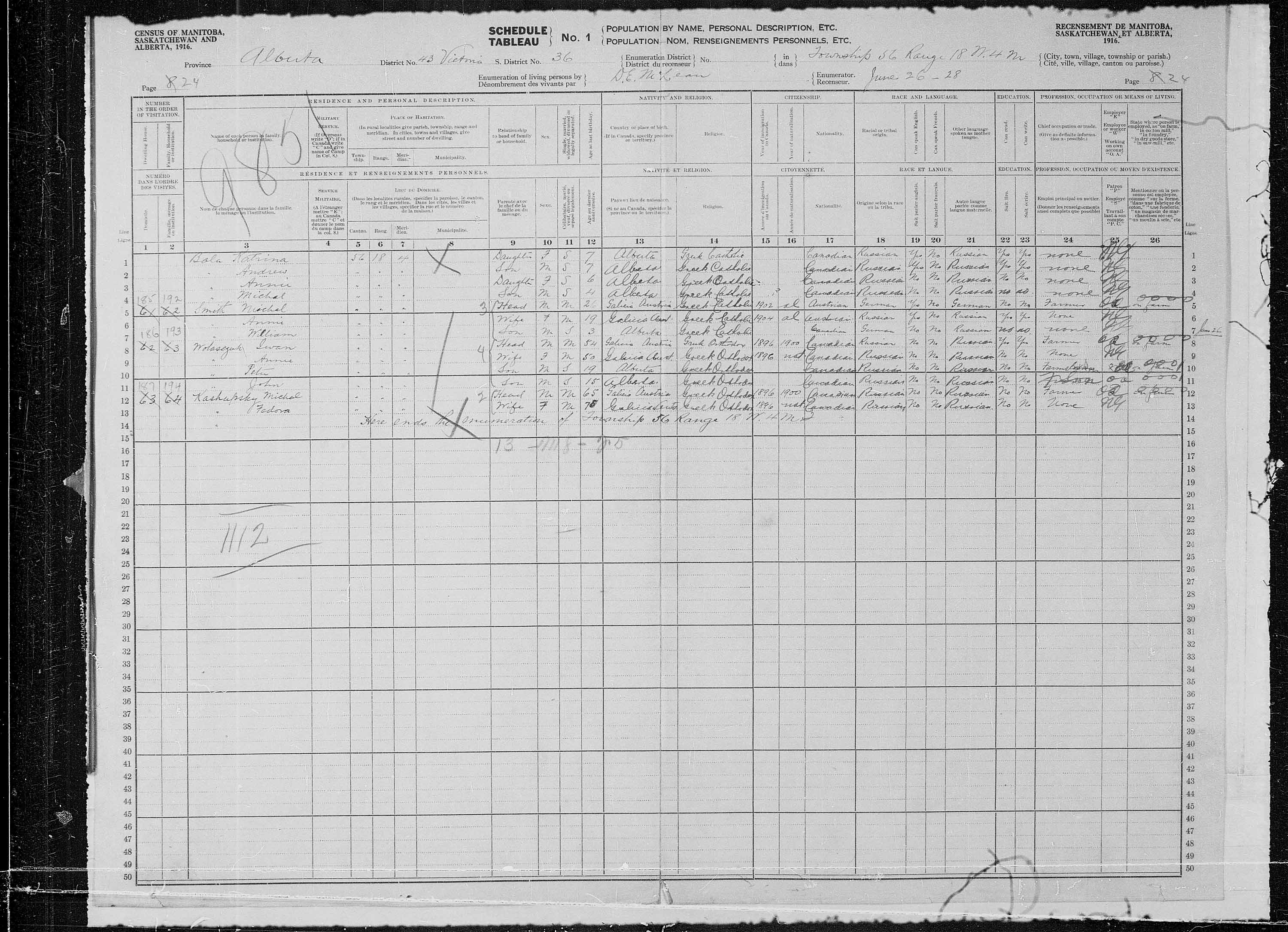 Title: Census of the Prairie Provinces, 1916 - Mikan Number: 3800575 - Microform: t-21955