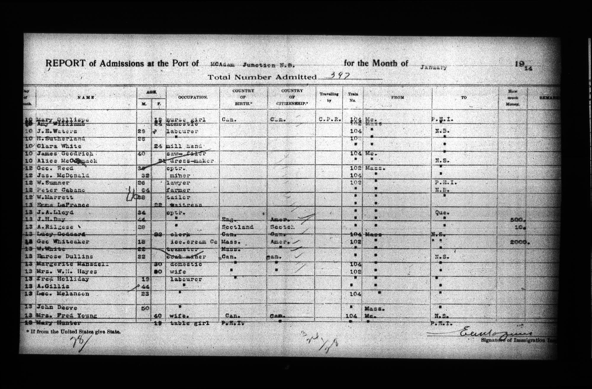 Title: Border Entry, 1908-1918 - Mikan Number: 134855 - Microform: t-5485