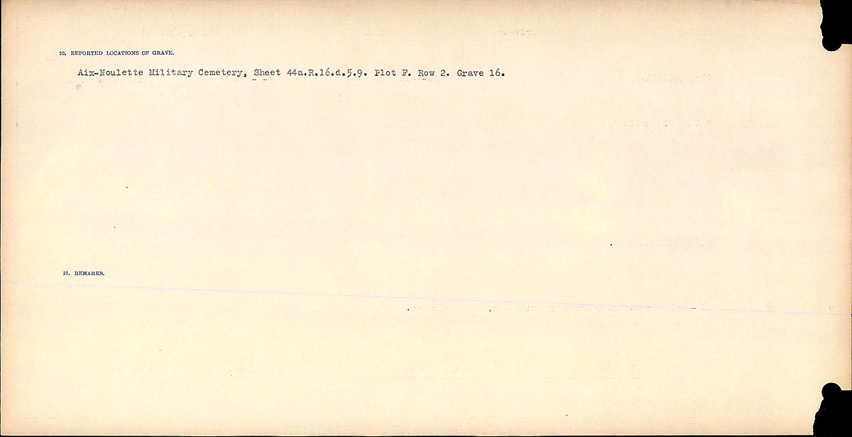Title: Circumstances of Death Registers, First World War - Mikan Number: 46246 - Microform: 31829_B016684