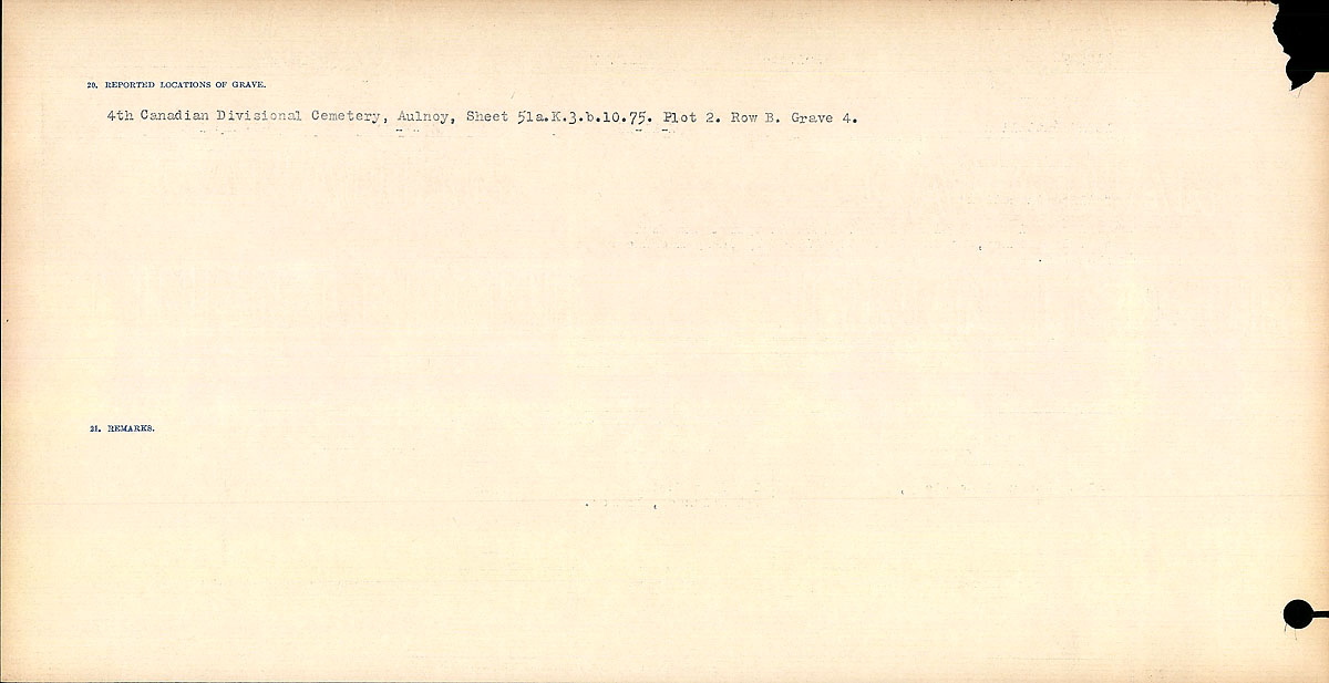 Title: Circumstances of Death Registers, First World War - Mikan Number: 46246 - Microform: 31829_B016685
