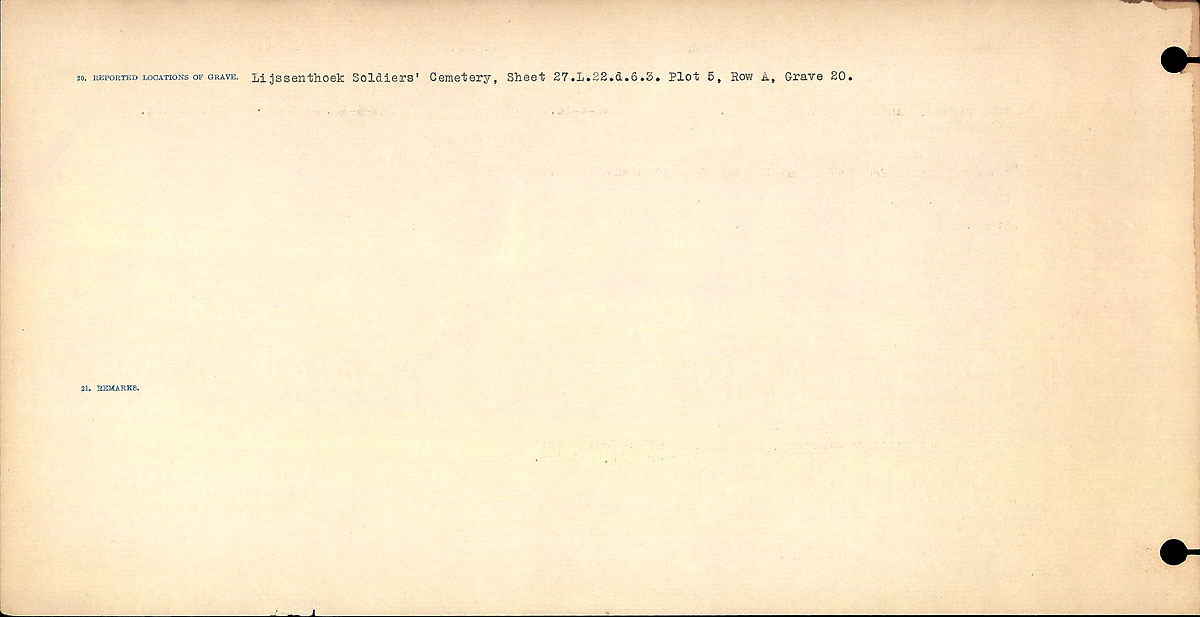 Title: Circumstances of Death Registers, First World War - Mikan Number: 46246 - Microform: 31829_B016685