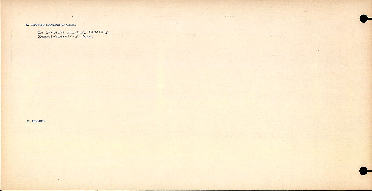 Titre : Registres de circonstances du dcs, Premire Guerre mondiale - N d'enregistrement Mikan : 46246 - Microforme : 31829_B016691