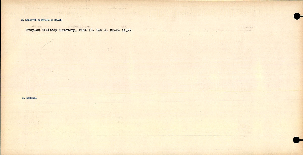 Title: Circumstances of Death Registers, First World War - Mikan Number: 46246 - Microform: 31829_B016693