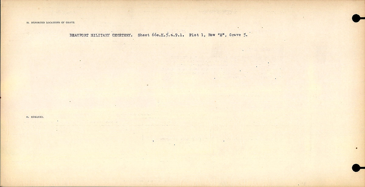 Title: Circumstances of Death Registers, First World War - Mikan Number: 46246 - Microform: 31829_B016700