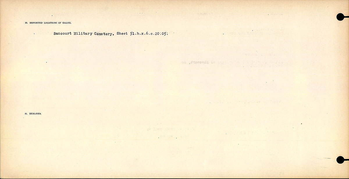 Title: Circumstances of Death Registers, First World War - Mikan Number: 46246 - Microform: 31829_B016700