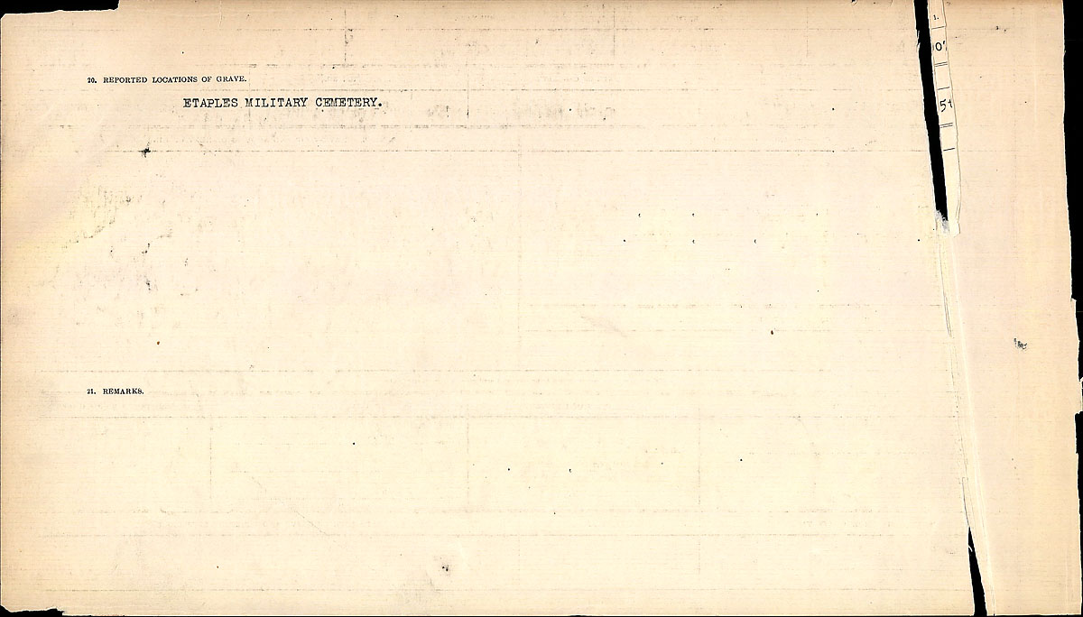 Titre : Registres de circonstances du dcs, Premire Guerre mondiale - N d'enregistrement Mikan : 46246 - Microforme : 31829_B016704