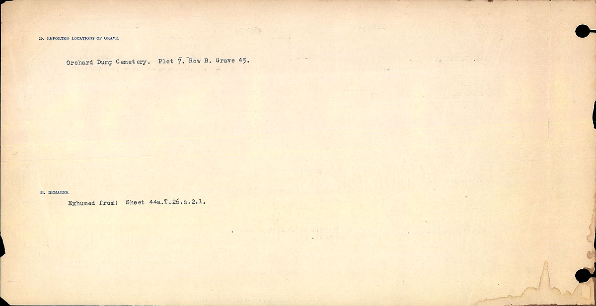 Title: Circumstances of Death Registers, First World War - Mikan Number: 46246 - Microform: 31829_B016705