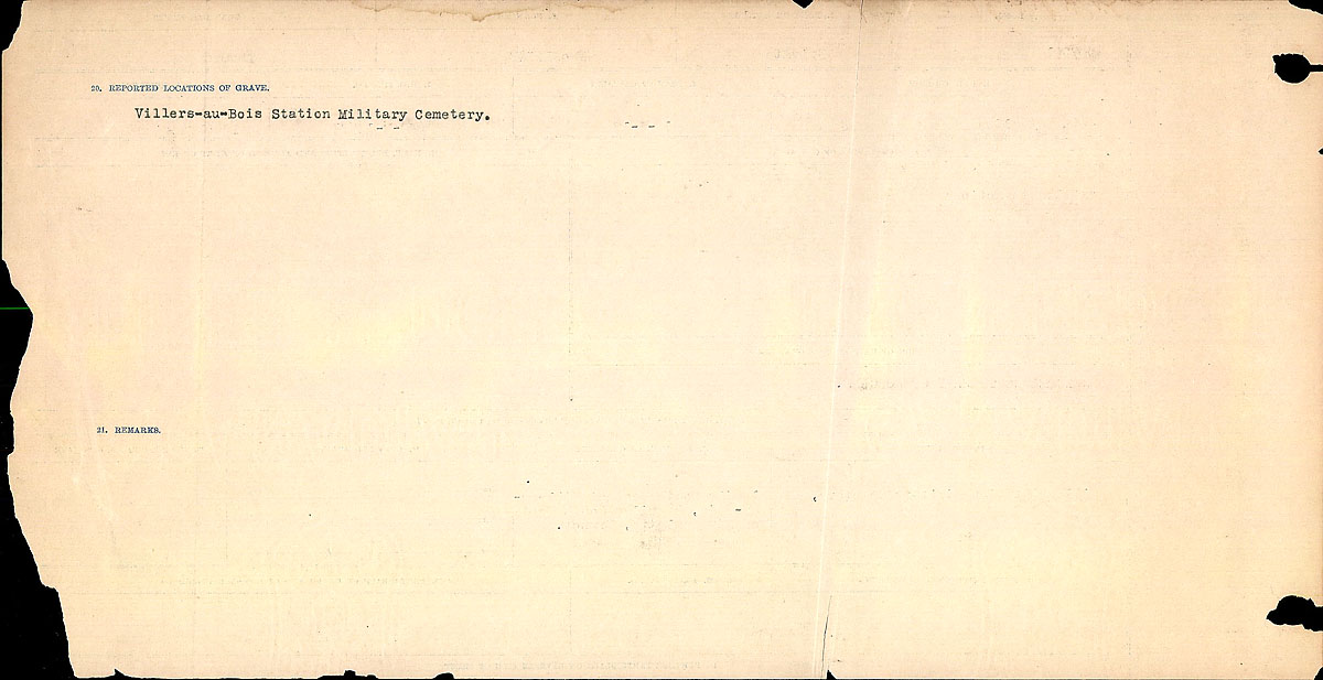 Titre : Registres de circonstances du dcs, Premire Guerre mondiale - N d'enregistrement Mikan : 46246 - Microforme : 31829_B016708