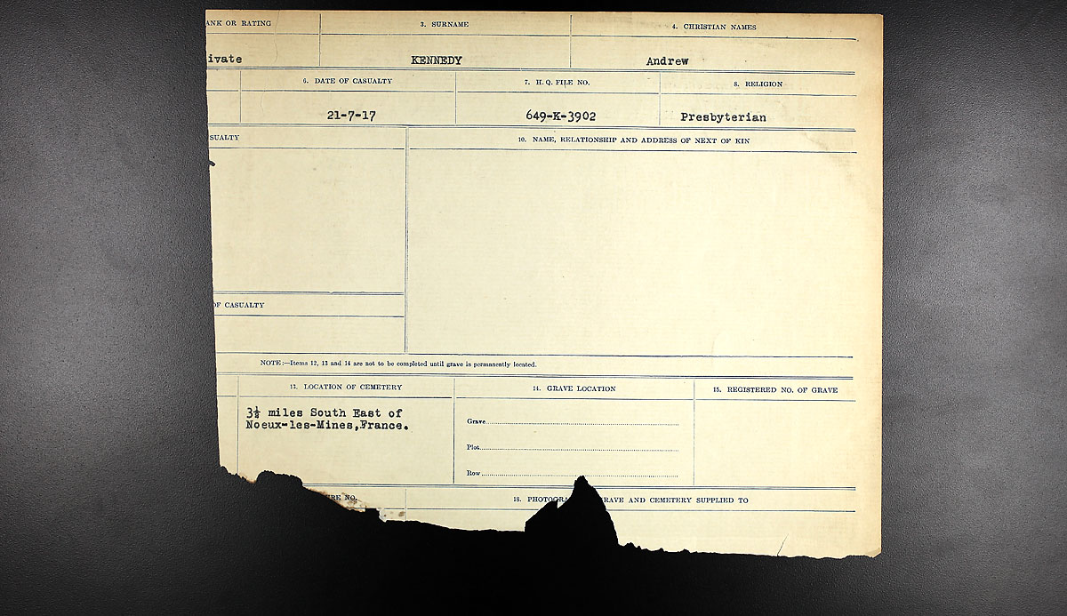 Title: Circumstances of Death Registers, First World War - Mikan Number: 46246 - Microform: 31829_B016709